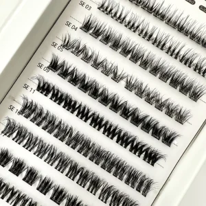 Custom Logo Glueless Handmade Full Strip Eyelashes Soft Lash Clusters DIY Kit with Easy Pre Glued Application Plant Fiber Lashes
