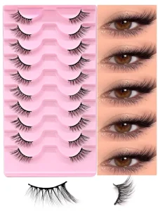 Custom Logo Half Lashes Wispy Cat Eye Corner Eyelashes Natural 3D Fluffy Accent Demi Lashes Private Label Low MOQ