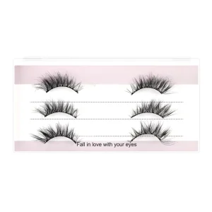 Custom Logo Half Strip False Eyelashes Self Adhesive Glueless Press on Lashes Pre Glued Fluffy Effect Synthetic Faux Lashes