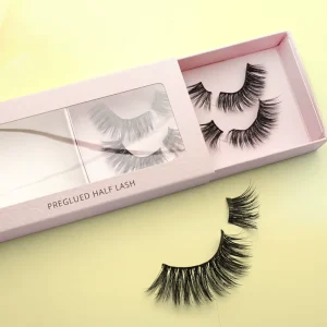 Custom Logo Handmade DIY Lash Extensions Full Strip Eyelash Pre Glued Press On Eyelashes No Glue Needed PBT Material