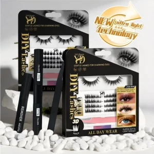 Custom Logo Handmade Tapered Tip Manga Lash Clusters Symmetrical S Spike Wispy DIY Eyelash Extensions Mink Softness 12 Rows