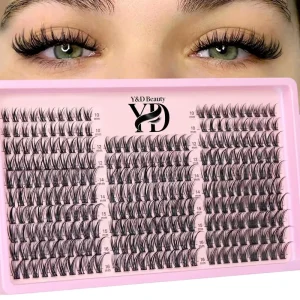 Custom Logo Handmade Volume 3D 20D 12 Rows High grade Fiber Cat Eye Soft Nature Cluster Lashes Kit Trays Eyelash Fans