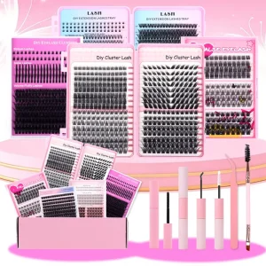 Custom Logo Individual 5d Plush Soft Cluster Lashes Box Kit Custom Logo Cluster Eyelash Kit