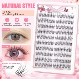 Custom Logo Individual Lashes Extensions Natural Wispy Cluster Eyelashes Private Label Soft Segmented Lash Vendor