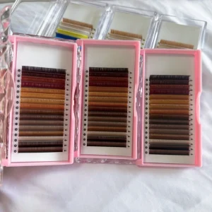 Custom Logo Korean PBT Fiber Brown Colors Lashes Trays Dark Brown Russian Lash Extensions Supplies 0.03 0.05 Brown Volume Lashes