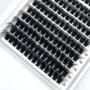Custom Logo Manga Fluffy Lash Clusters Private Label Thick and Long 12-25 mm 300D Cluster Lashes with Spikes