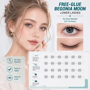 Custom Logo Manga Lower Lash Clusters Begonia Moon Style Self Adhesive No Glue Bottom Lashes