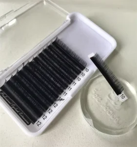 Custom Logo Matte Black Natural Korean PBT Fiber Eyelash Extensions Handmade Volume Extension Trays Dense Soft