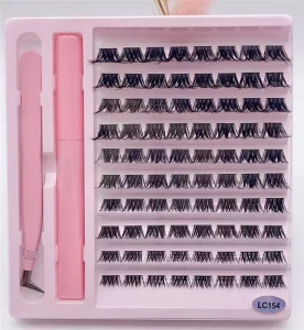 Custom Logo Package Cluster Lash Natural Thin Band Segment Eyelashes DIY Lash Extension Kit Cluster Lashes Kit