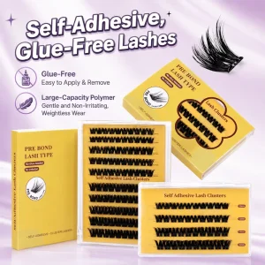 Custom Logo Packaging Cat Eye Cluster Lashes No Glue Self Adhesive Handmade High Quality Lashes with Custom Logo Premium Quality