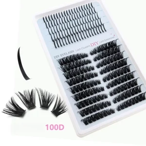 Custom Logo Premapped DIY Cluster Lashes Private Label 100D Thick Eyelash Extensions Eyelash Clusters Spike Segment Eye Lashes