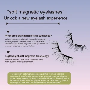 Custom Logo Soft Magnetic Eye Lashes Kit Reusable 3D Natural Full Strip False Eyelashes Without Glue