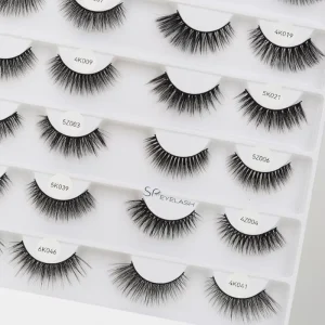 Custom Logo Super Fluffy False Eyelashes 3D Wispy 18mm Faux Mink Cat Eye Lash Clear Band Natural Full Strip Eyelash