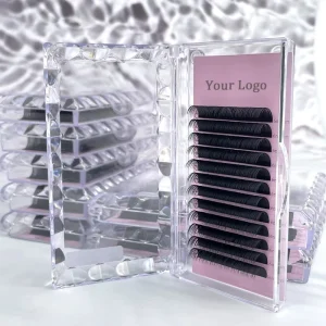 Custom Logo Synthetic Hair Individual Eyelashes Extension Matte Black Cashmere Lashes CC LC DD LD 3D Private Label Lash Trays