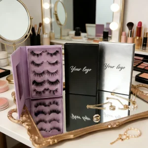 Custom Logo Vegan Cat Eye Lashes Self Adhesive Reusable 0.07MM Thickness 5 Pairs Mirror Book Low MOQ Eco Friendly
