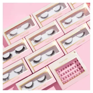 Custom Logo Vegan Korean Pbt Eye Lashes Vendors Faux Mink Full Strip Eyelashes