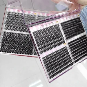 Custom Logo Wispy Diy Cluster Lash Book Private Label Diy Eyelash Extensions Mink Fluffy Volume Eye Lash Clusters Book