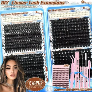 Custom Logo Wispy Handmade Synthetic Diy Cluster Lash Book Private Label Comfortable Eyelash Extensions Volumey Eye