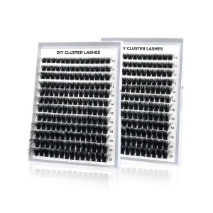 Custom Logo Wispy Thin Lash Band Cluster CC Curl Fluffy Lash Clusters