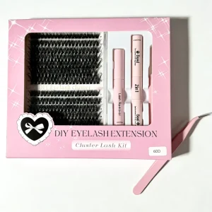Custom Logo for Diy Eyelash Extension 60D Cluster Lashes Kit 4 Pieces With Tweezers Bond Remover and Seal