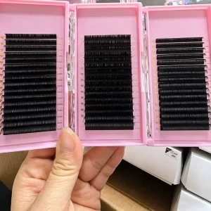 Custom Mega Volume Matte Black Fluffy Silk Velvet Lashes Trays L LC LD Faux Mink Cashmere Eyelash Extension Supplies
