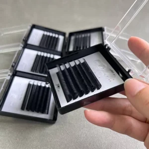Custom Mini Tray 0.05 Matte Dark Black Color Volume Very Soft Cashmere Eyelash Extension Supplies Individual Lash Trays
