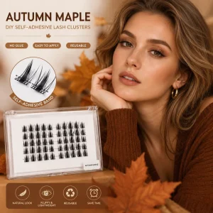 Custom Mix Self Adhesive Semi Hand Made Synthetic Hair Lash Clusters No Glue Reusable Autumn Maple Natural DIY Lashes Private