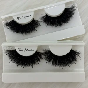 Custom New Design Fluffy Full Real Mink Strip Lashes That Look Like Extensions 15mm-25mm Spiked Eyelashes Vendors