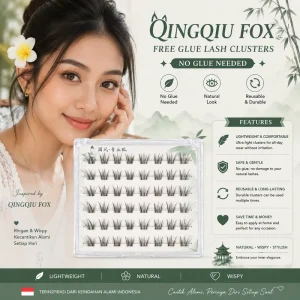 Custom No Glue Qingqiu Fox Fairy Lash Clusters Natural Wispy Self Adhesive Reusable DIY Eyelashes Private Label