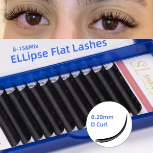 Custom Own Brand Elliptical Flat Single Eyelash Extension Private Label 0.20 0.25 0.15 Cashmere Flat Volume Lashes Extensions