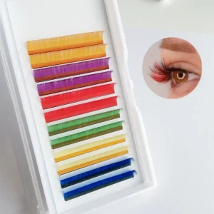 Custom Own Brand Rainbow Lashes Individual Color Eyelash Individual Color Lash Extensions