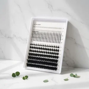Custom PBT Cluster Lashes Fluffy 12MM 18MM Lash Clusters with Spikes and Bottom Lashes
