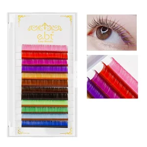 Custom Package Shiny Glitter Colored Individual Natural Long Machine Made 8-15mm Faux Mink Eyelash Extensions