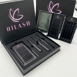 Custom Package Synthetic Thin Band Segment Eyelashes DIY Lash Extension Handmade 12 Rows Cluster Lashes Kit Natural Long Thick