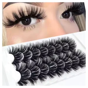 Custom Packaged Natural Fiber Full Strip Eyelashes Handmade Long Dramatic 3D Artificial Mink False Eyelash Extension