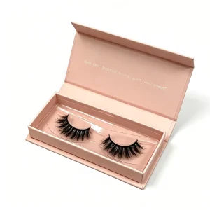 Custom Packaging 3D Private Rose Gold Hotstamping Logo Eyelashes Full Strip Pink Lashes Personalized Design Packaging Box