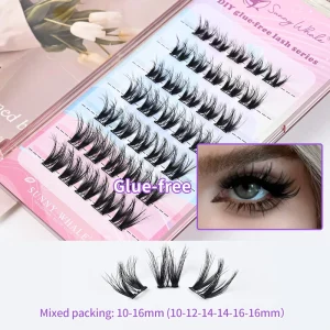 Custom Packaging Boxes Black Handmade Faux Mink Glue Free Easy Removal 3D Multi Layer Natural DIY Sectioned Lash Clusters