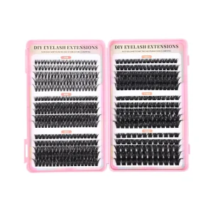 Custom Packaging Mixed Styles Individual Cluster Eyelashes Kit D Curl 60D 80D 100D Natural False Eyelashes 8 16mm Cruelty Free