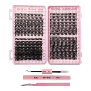 Custom Packaging Pre-applied Glue Eyelash Clusters Kit 72H Retention Heat Bonded Microfiber Segmented Lashes Waterproof
