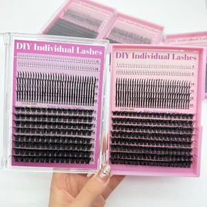 Custom Packaging Synthetic PBT Fiber Handmade Cluster Lashes Private Label Lash Cluster Kit