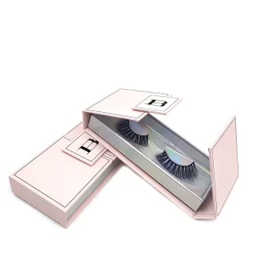 Custom Printed Luxury Cardboard False Eyelashes Boxes Recyclable Magnetic Folding Boxes with Clear Transparent Matte Finish Lid