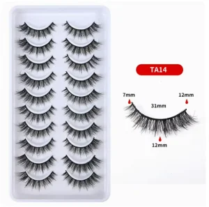 Custom Private Label 10 Pairs Cat Eye False Eyelashes Self adhesive Reusable Soft Natural Look for Strip Lashes Eye Makeup