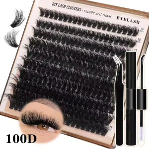 Custom Private Label 100D Fluffy Clusters Lashes Extension Mixed 10 18mm Volume Style Diy Cluster Lash Kits Vendors