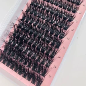 Custom Private Label Fluffy 3D 200D Mega Volume DD Curl Lash Clusters 10 16MM DIY Cluster Lash Kit