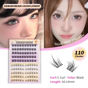 Custom Private Label Lash Clusters with Top and Bottom Lashes Glue Free Self Adhesive Upper & Bottom Cluster Lashes