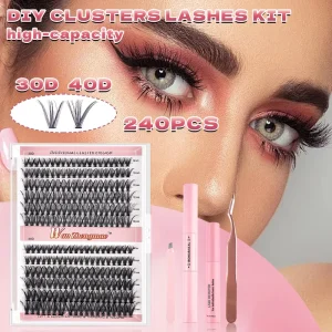 Custom Private Label Natural Long Individual Extensions Grafting False Segment DIY Cluster Lashes Kit