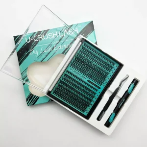Custom Private Label Natural Long Individual Extensions Grafting False Segment DIY Cluster Lashes Kit With Lash Bond and Seal