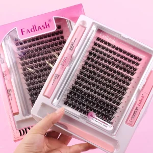 Custom Private Label Natural Long Individual Extensions Grafting False Segment DIY Cluster Lashes Kit With Lash Bond and Seal