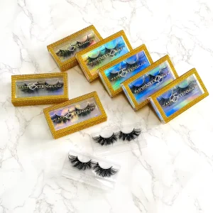 Custom Private Label Premium Real Mink Fur Strip Wispy Eyelashes 3D Mink Lashes with Boxes