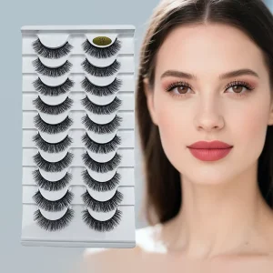 Custom Private Logo 8 mm Faux Mink Hair Lashes 3D Luxury Full Strip Eyelashes